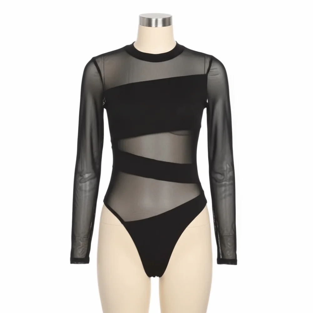 INS 투명 긴팔 레이스 점프수트 하이웨이스트 롬퍼 메쉬 얇은 쉐이프웨어 심리스 긴팔 슬림핏 바디수트 선물