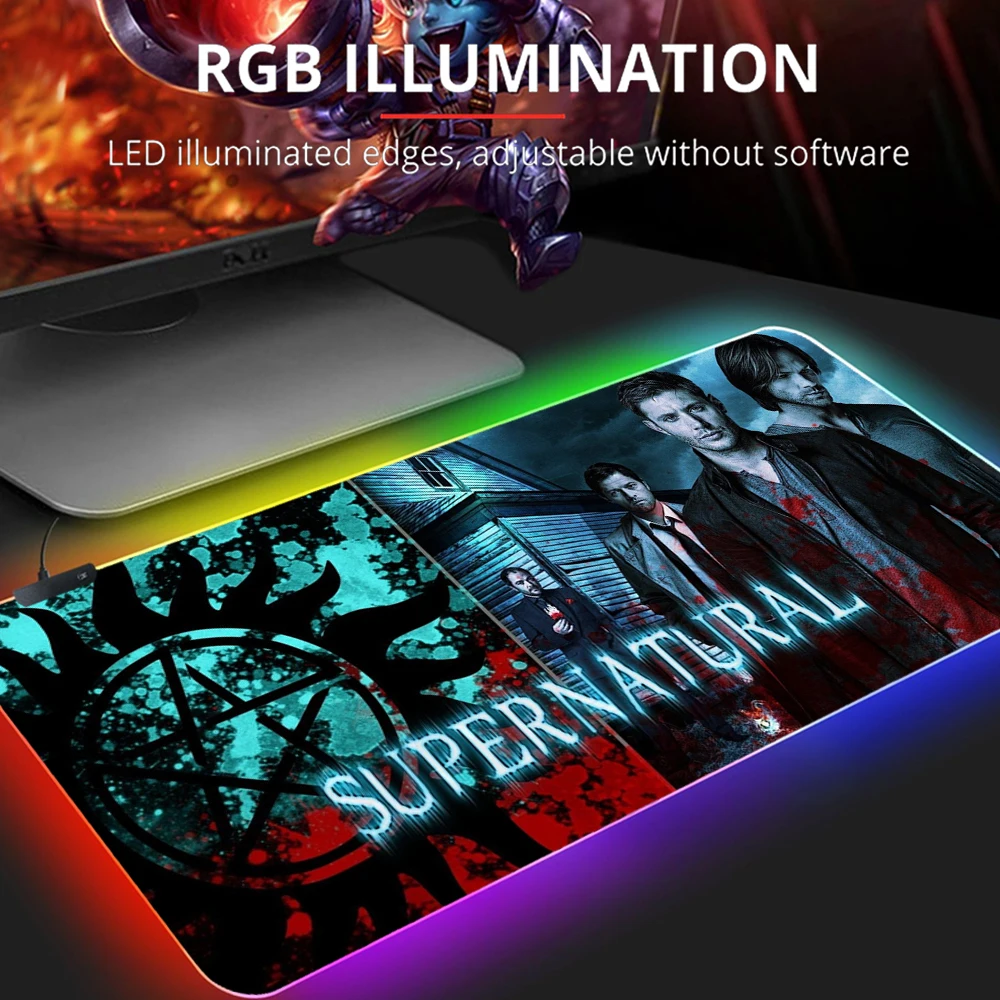 Rgb XXL Tapis De Souris TV Supernatural Mousepad PC Gaming Accessiores Mouse Pad XL Mause Pad LED Backlit Mat Alfombrilla Raton