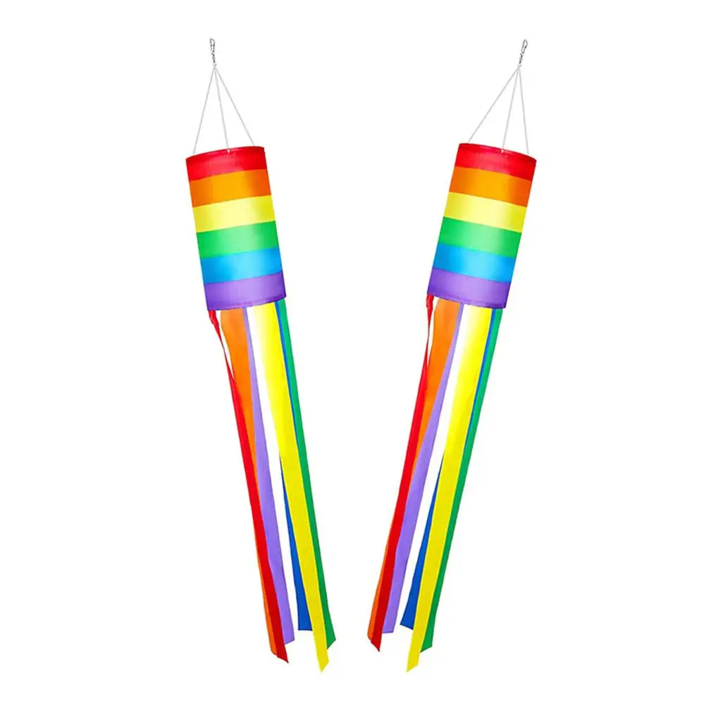 

2 Pcs Large Polyester Rainbow Windsock Flag Hanging Decor Tree Front Door Outdoor Banner Garden Patio Pride Party Decoration