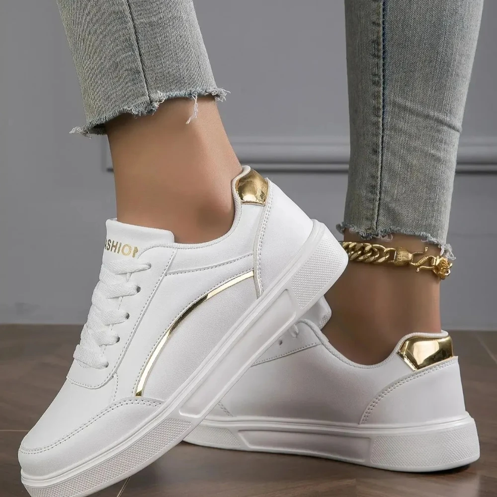 

Women White minimalist Shoes Female Casual Leather Footwears Lace Up Walking Thick Sole Outdoor Luxury Fashion Sneakers