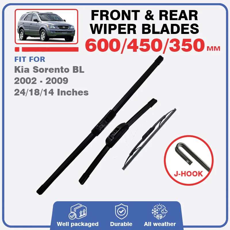 3Pc For Kia Sorento BL 2002 - 2009 Front Rear Windshield Wiper Blades Windscreen Brush Accessories 2005 2004 2003 2006 2007 2008