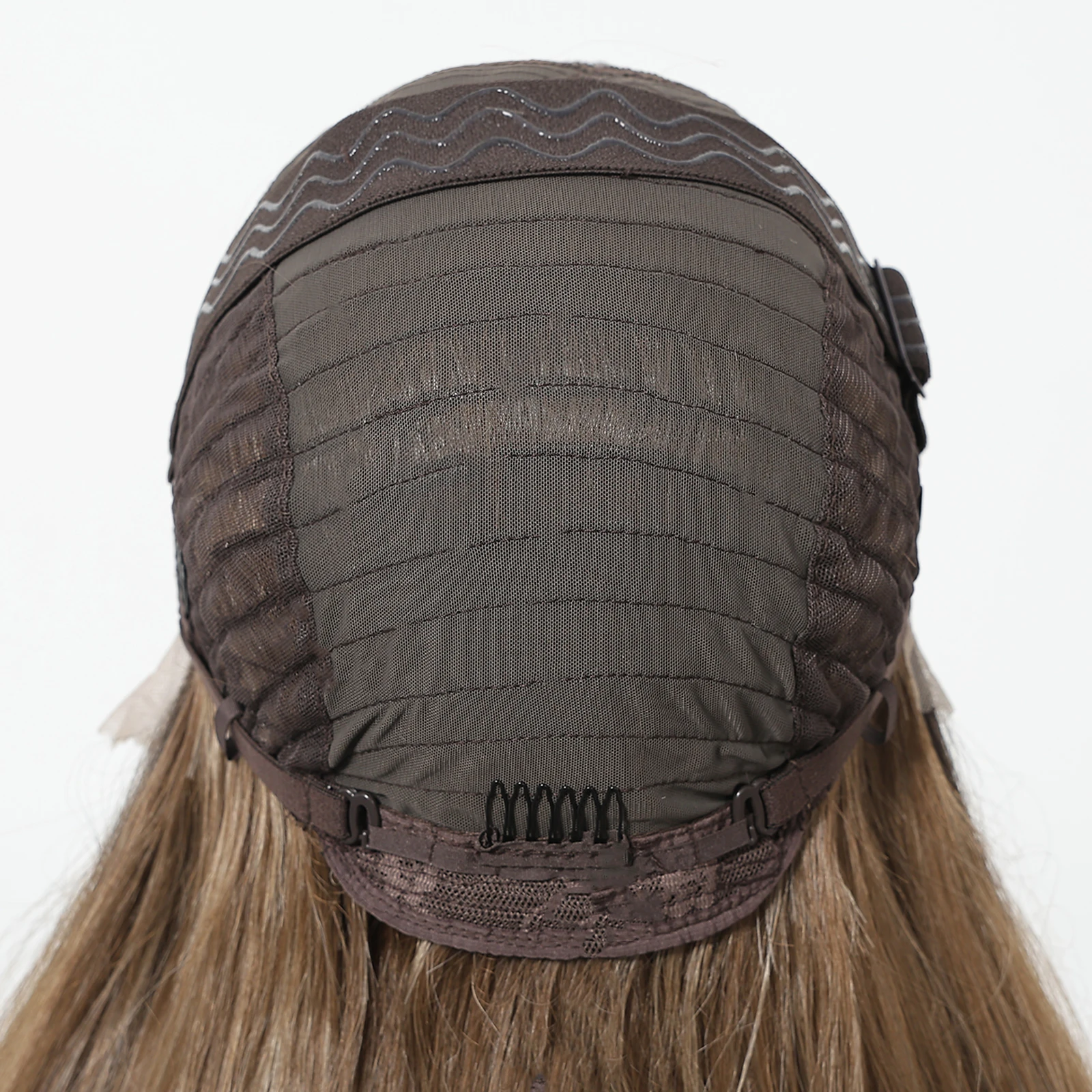 HAIRCUBE Mixed Brown Straight Wigs Dark Roots Natural Hairline 13*6 Transparent Lace Front Synthetic Wig For Women Daily Cosplay