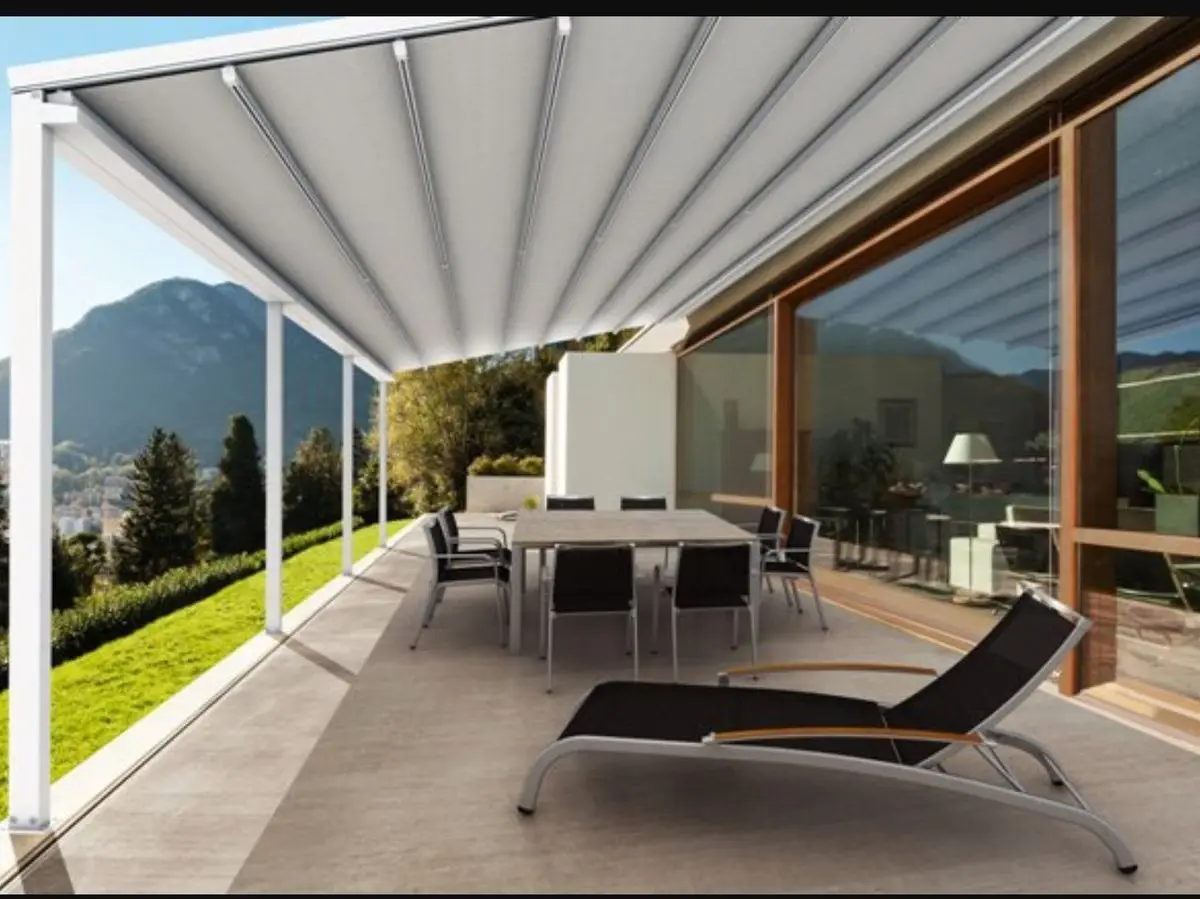 OneAlu Modern Patio Pergola: Motorized Retractable Roof Structure with Durable Aluminum Frame for Outdoor Projects