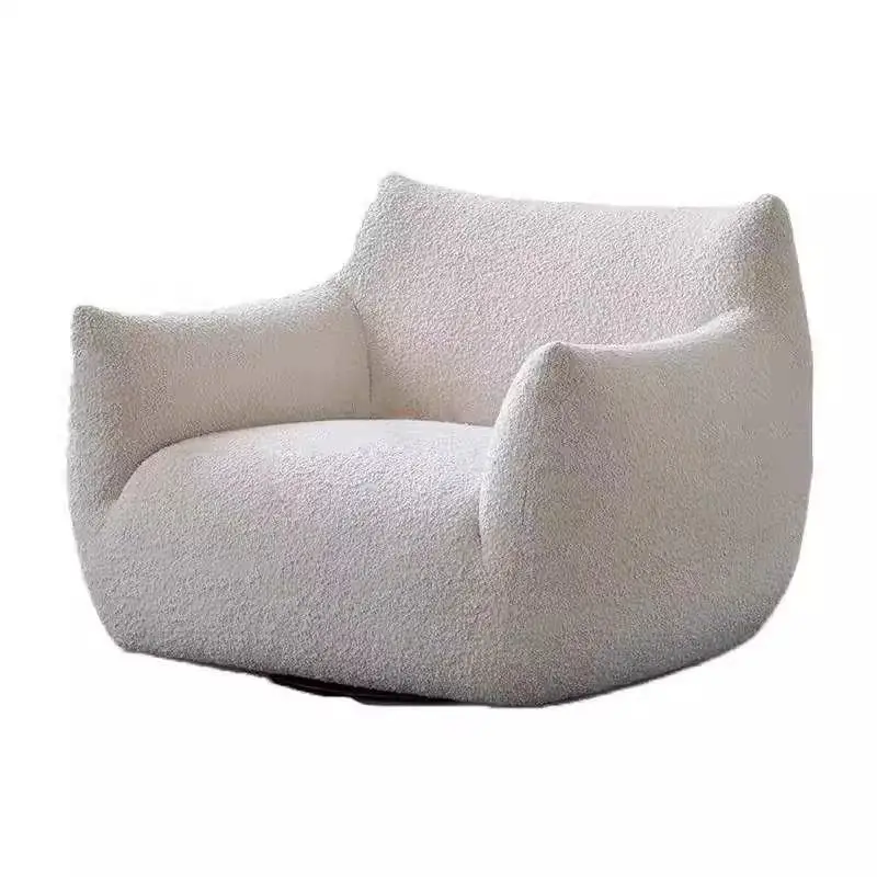 Nordic cream style lamb wool single sofa French designer style chinchilla leisure chair retro small apartment