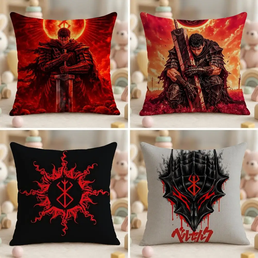 Classic Anime B-BerserkS Cushion Cover Ultra Soft Throw Pillow Cover Skin Friendly for Sofa Bed Home Decor Gift