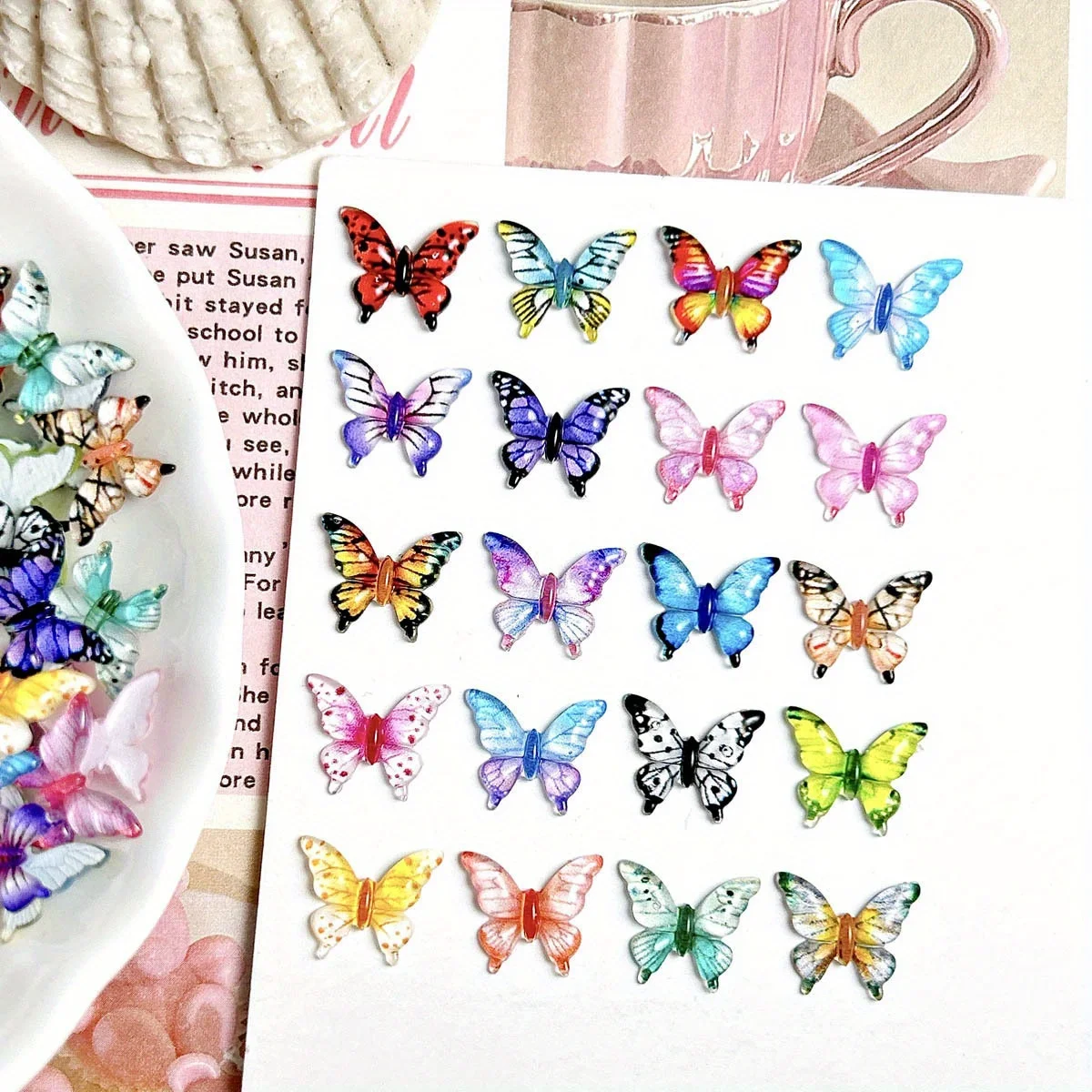 50/100Pcs Mini 3D Resin Butterflies - Multi-Colored Insect Decorations for Nail Art, Jewelry, and Wedding Crafts | Scrapbooking, Home Decor, Christmas Decorations, Bulk Supplies