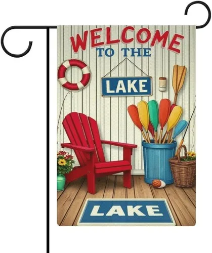 Garden Flag ��Welcome to The Lake�� Double Sided In Burlap Seasonal Yard, 12x18 XXQ