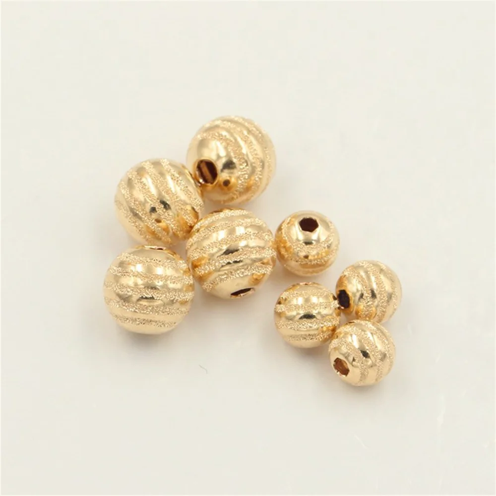 14K Gold Filled Stardust Round Ball Bead w/ Hexagon Hole 6mm 8mm for Bracelet Necklace