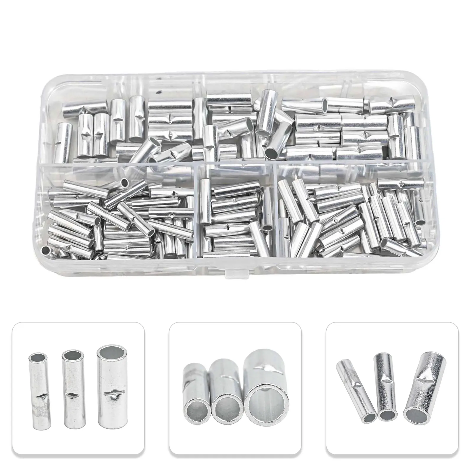 

Non Insulated Wire Butt Connectors for Automotive and Electrical DIY Wiring Copper Tubular with Wire Stop 150 280pcs Package