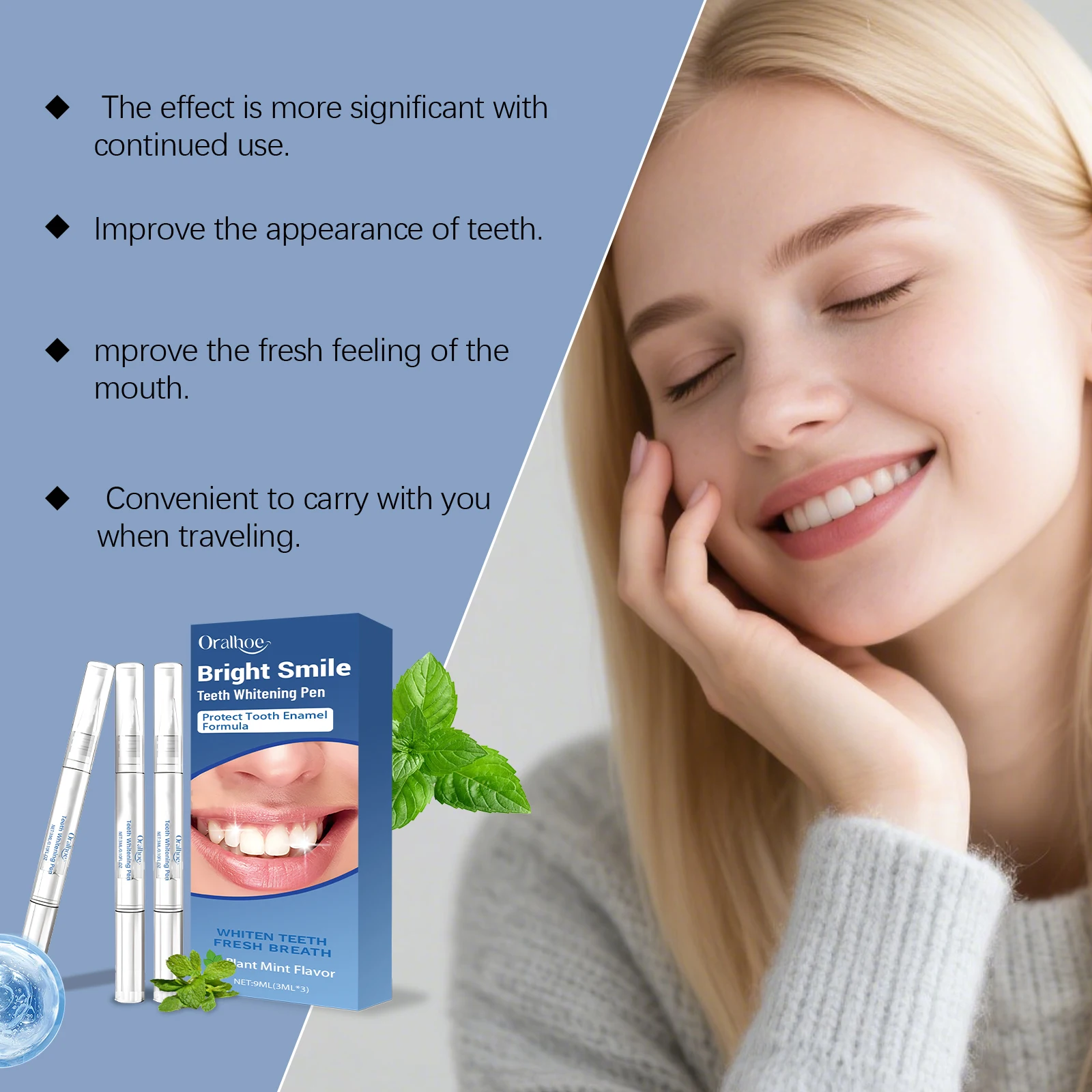 قلم تنظيف الأسنان التنظيف العميق يزيل بقع الأسنان بشكل فعال الأسنان الصفراء التنفس المنعش أدوات العناية بصحة الأسنان اليومية 3 مللي × 3