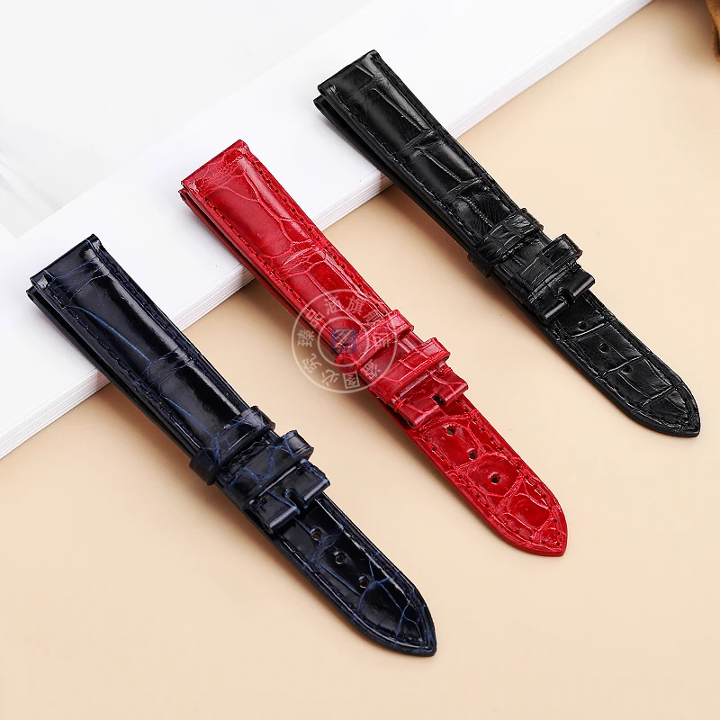 15 16 17 18 Hi-Q Crocodile leather strap blue black red watchband For Jaeger-lecoultre REVERSO RENDEZ-VOUS MASTER CONTROL series