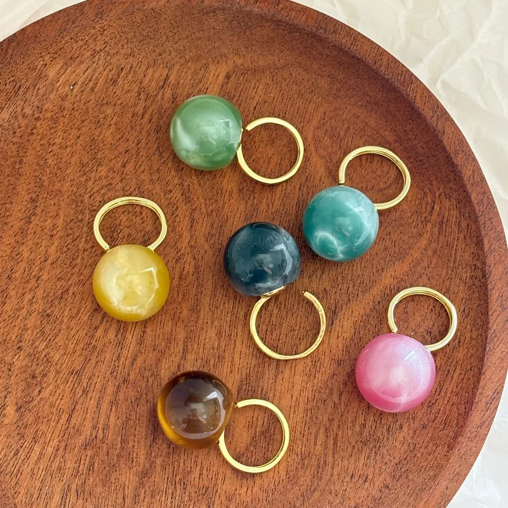 Macaron color resin ball rings for women open summer rings funny cute jewelry for teenage girls new in 2026