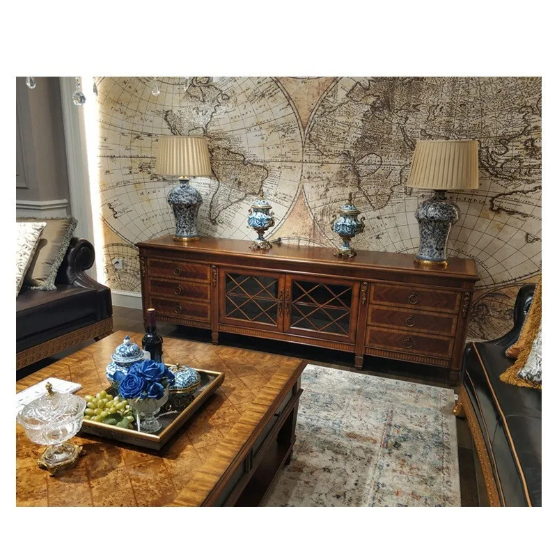British style English series TV cabinet Living room British high-end furniture European TV cabinet