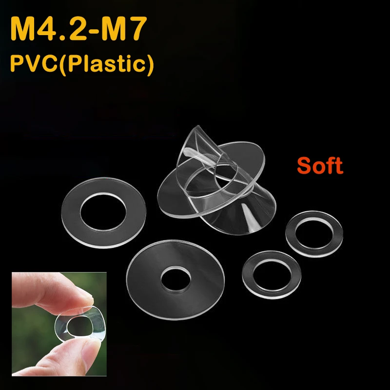 50-200 قطعة من البلاستيك الناعم PVC الشفاف العازل غسالة مسطحة M4 M4.2 M5 M6 M6.5 M7 حشية مسطحة مستديرة مقاومة للصدمات ومقاومة للتسرب #1