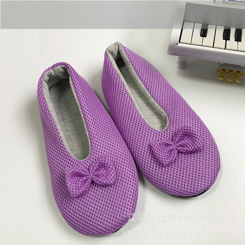 House Slipper donna bambini Bow Knot Contton Slip antiscivolo Indoor Home Fluffy Lazy Female Black Dance Floor Shoes Sock Casual