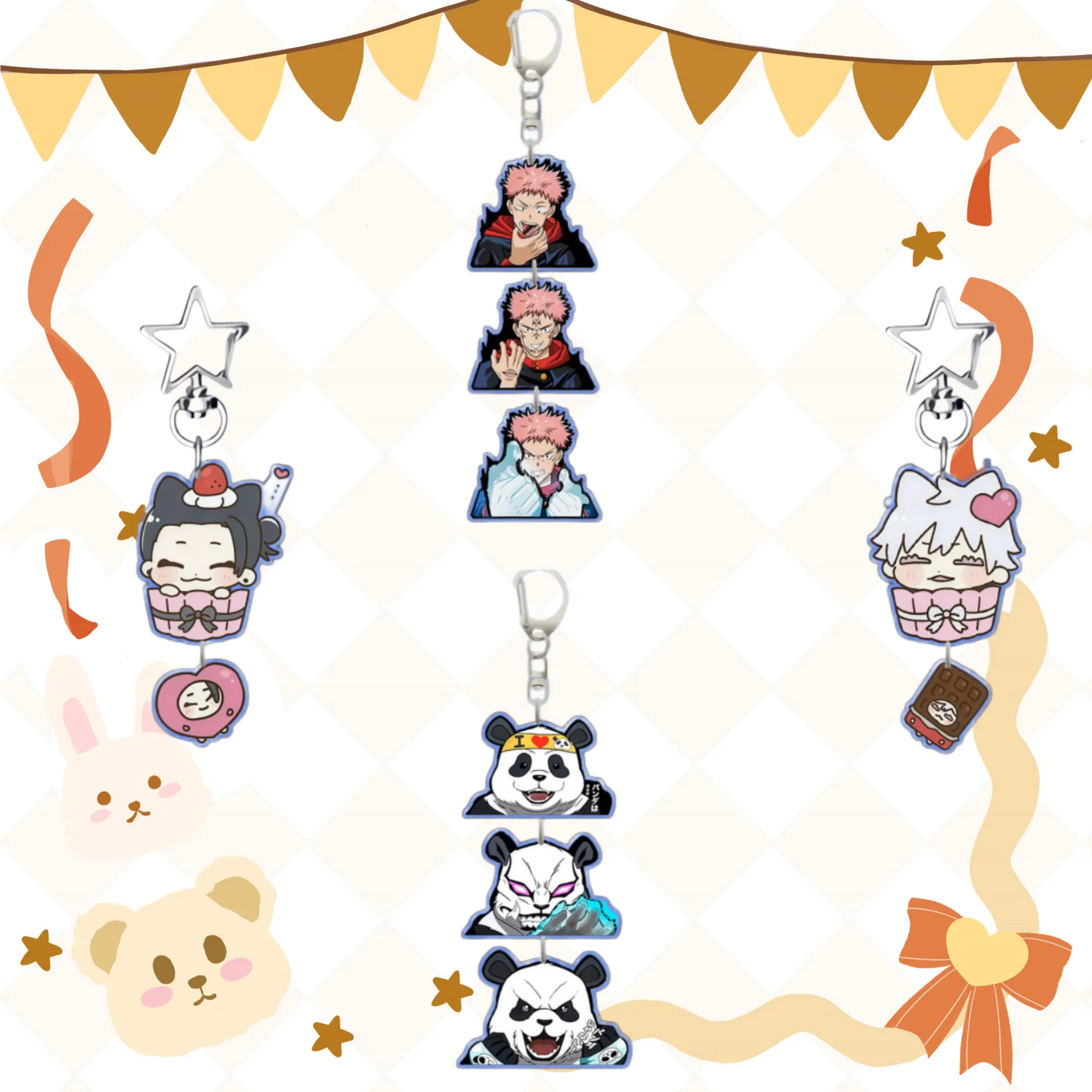 Anime Character Image Acrylic Keychain for Jjk Yuji Itadori Panda Anime Game Collection Personalized Backpack Pendant Gift