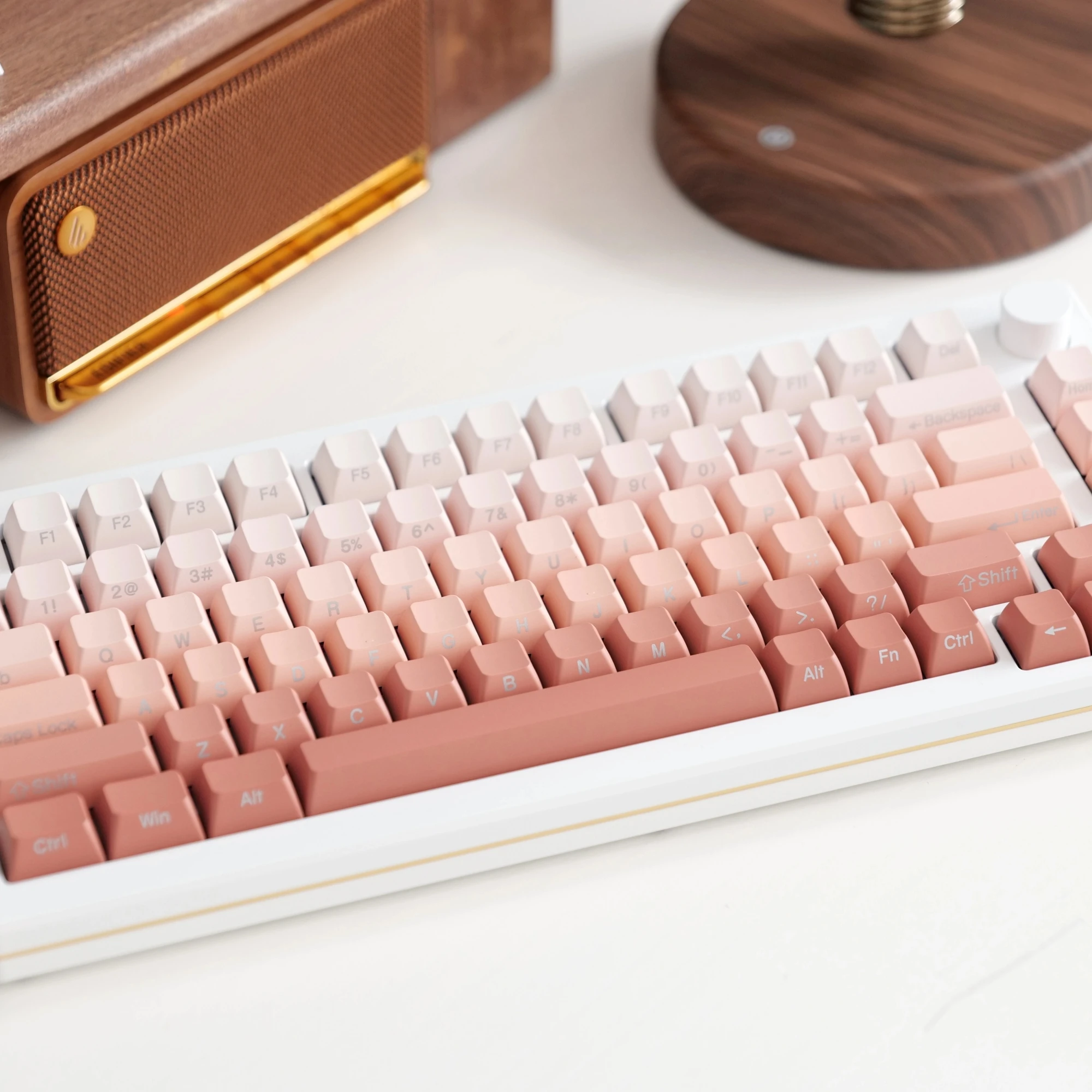 123 Keys/set Powder Blusher Key Caps Pink Gradient Side Printed PBT Keycaps OEM Profile Keycap For MX Switch Mechanical Keyboard