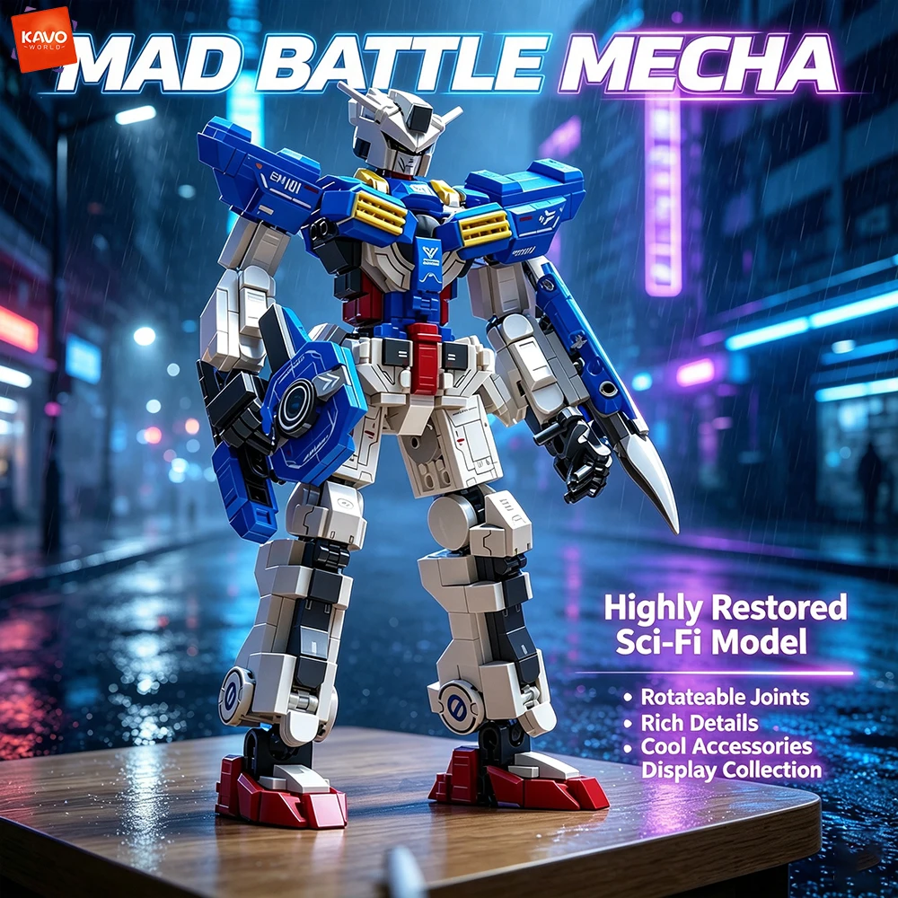 KAVOWORLD 648PCS Mecha Robot Building Blocks Set Flexible Joints Posable Model Toy DIY Assembly Model Toy Bricks Gifts for Hobby