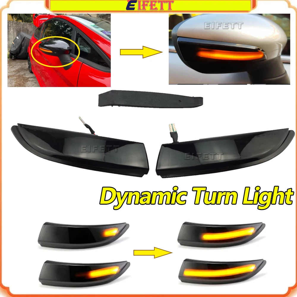 LED Dynamic Turn Signal Blinker Side Mirror Indicator Light For Ford Fiesta Mk7 (08/2008-04/2017) B-Max (11/2012-09/2017)