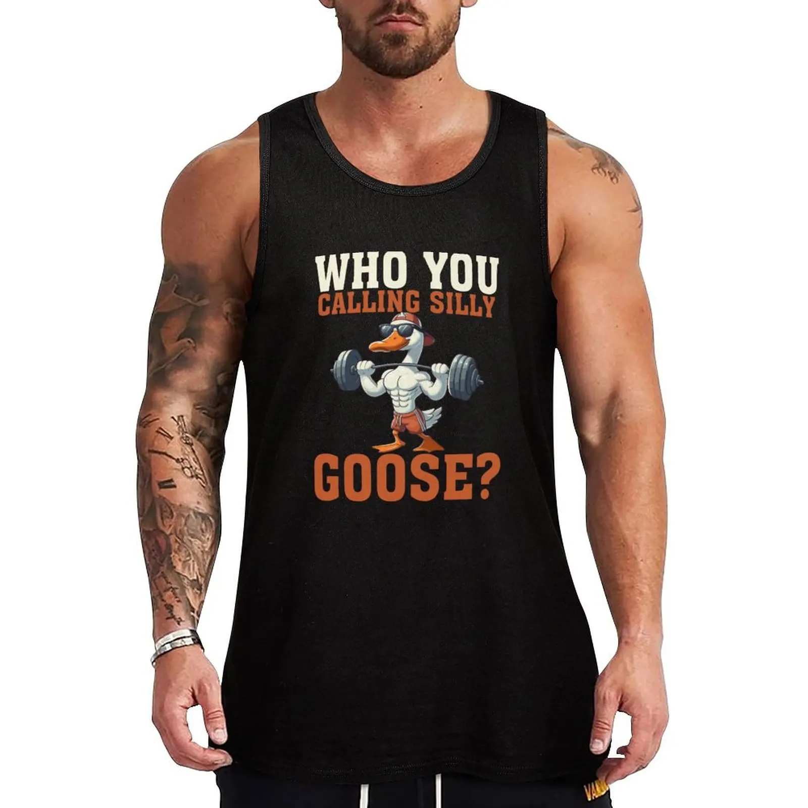 Who You Calling Silly Goose? Funny Duck Gym Lovers Men Boys Tank Top Gym Training Tank Top Moisture Wicking Performance