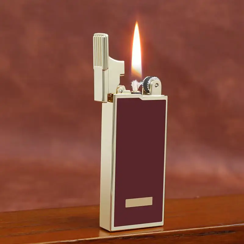 Chief Luxury Vintage Copper Ultra-Thin Double Sided Engraved Oil Lighter with Unique Elevate Mechanism Design Premium Gift