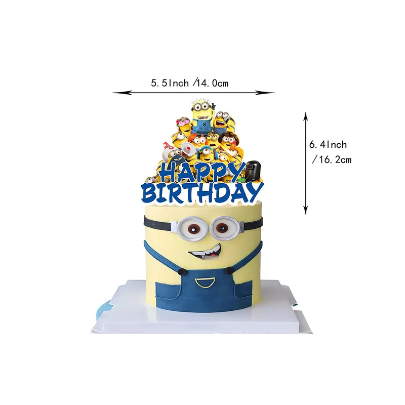 New Big-eyed And Cute Despicable Me 4 Minion Theme Birthday Background Cloth Balloon Cake Inserts Kids Birthday Pull Flag Gifts