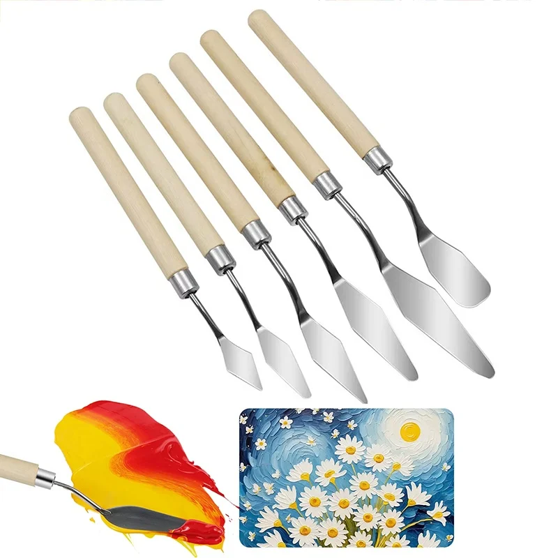7Pcs Stainless Steel Oil Painting Knives Set Artist Crafts Spatula Palette Knife Mixing Knife Scraper Art Tools Baking Supplies