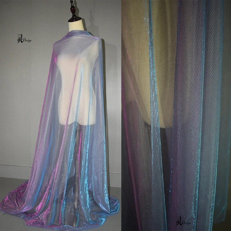 

Градиентная сетчатая ткань Иллюзорный цвет Полое платье Изменение цвета Перспектива Антикварный модельер Diy Шитье по метрам