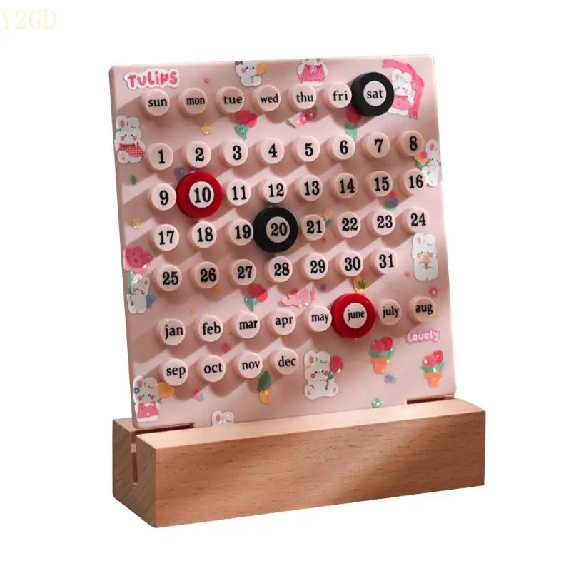 Y2GD DIY Rings Desk Kalender Desktop Dekorationen Acryldatum Rekordgeschenke Home Decorations Office School