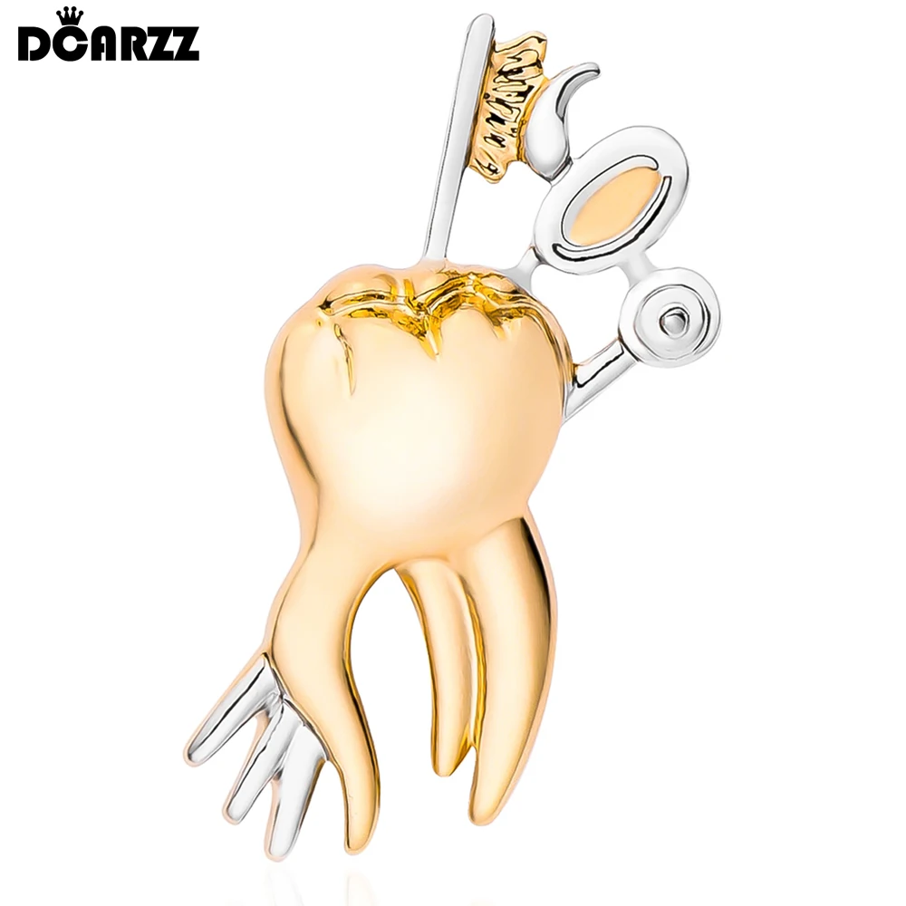 

DCARZZ Dental Tooth Brooch Luxury Medical Lapel Coat Pins Badge for Dentist Doctors Nurses Collectible Jewelry Gifts