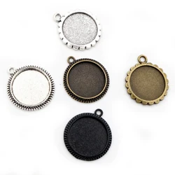 20pcs 16mm Inner Size Antique Bronze And Silver Plated Simple Style Cabochon Base Cameo Setting Charms Pendant