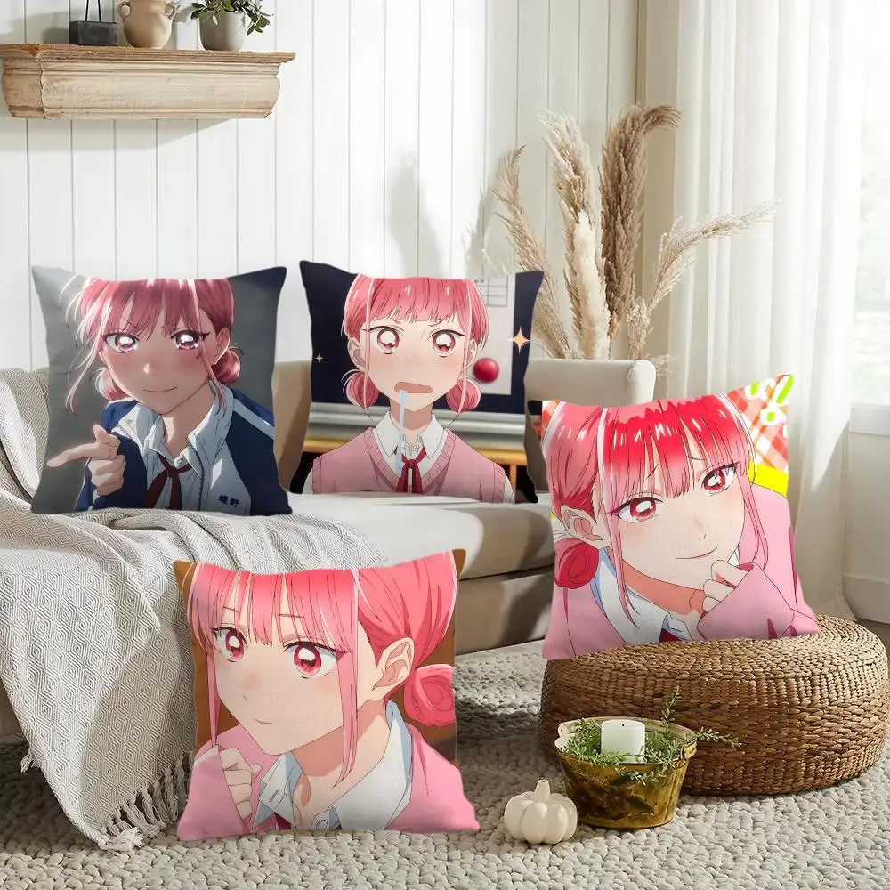 B-Blue Box Anime Cushion Cover Silky Short Plush Invisible Zipper Dustproof Sofa Pillow Case for Home Decor