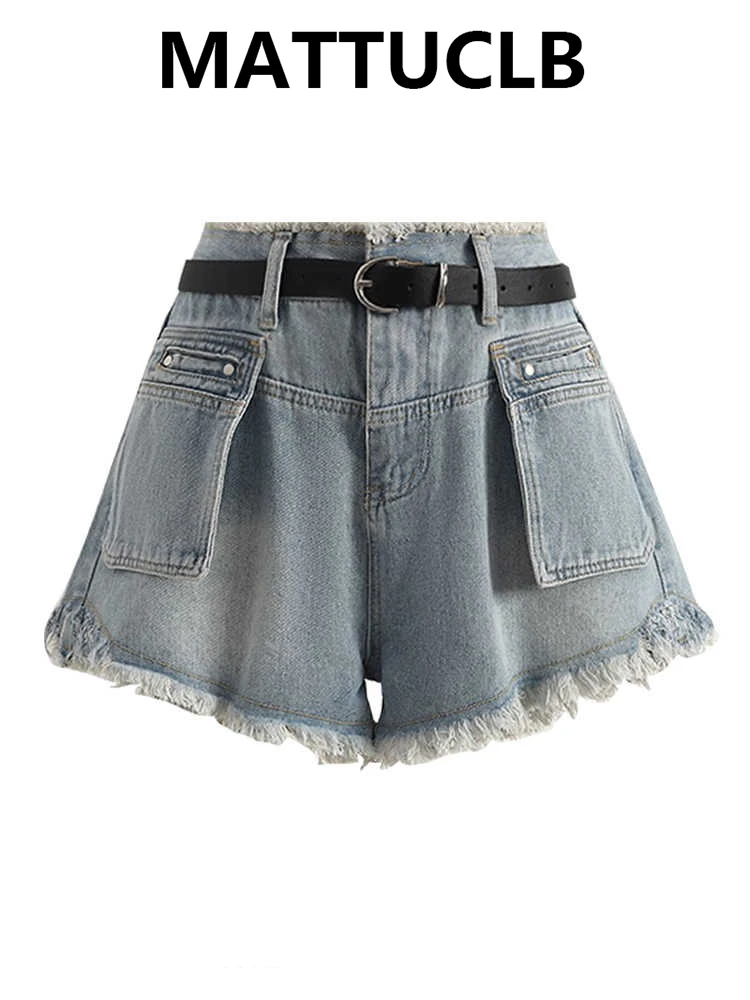 Sommer Damen Amerikanischer Retro Koreanischer Design Denim-Shorts Punk Y2K 2000er Jahre Japanischer Harajuku High Street Jeans Hot Pants College-Stil