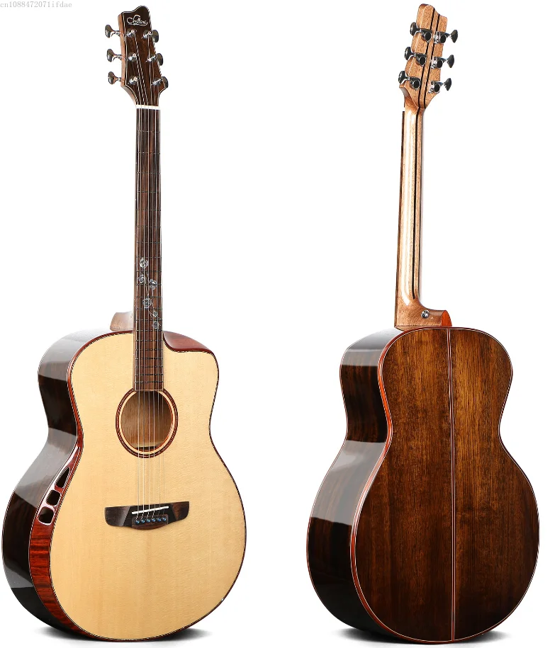 

New Sevillana-2107 luxury exquisite design full solid acoustic 41" guitar with armrest and colorful shell inlay for musician