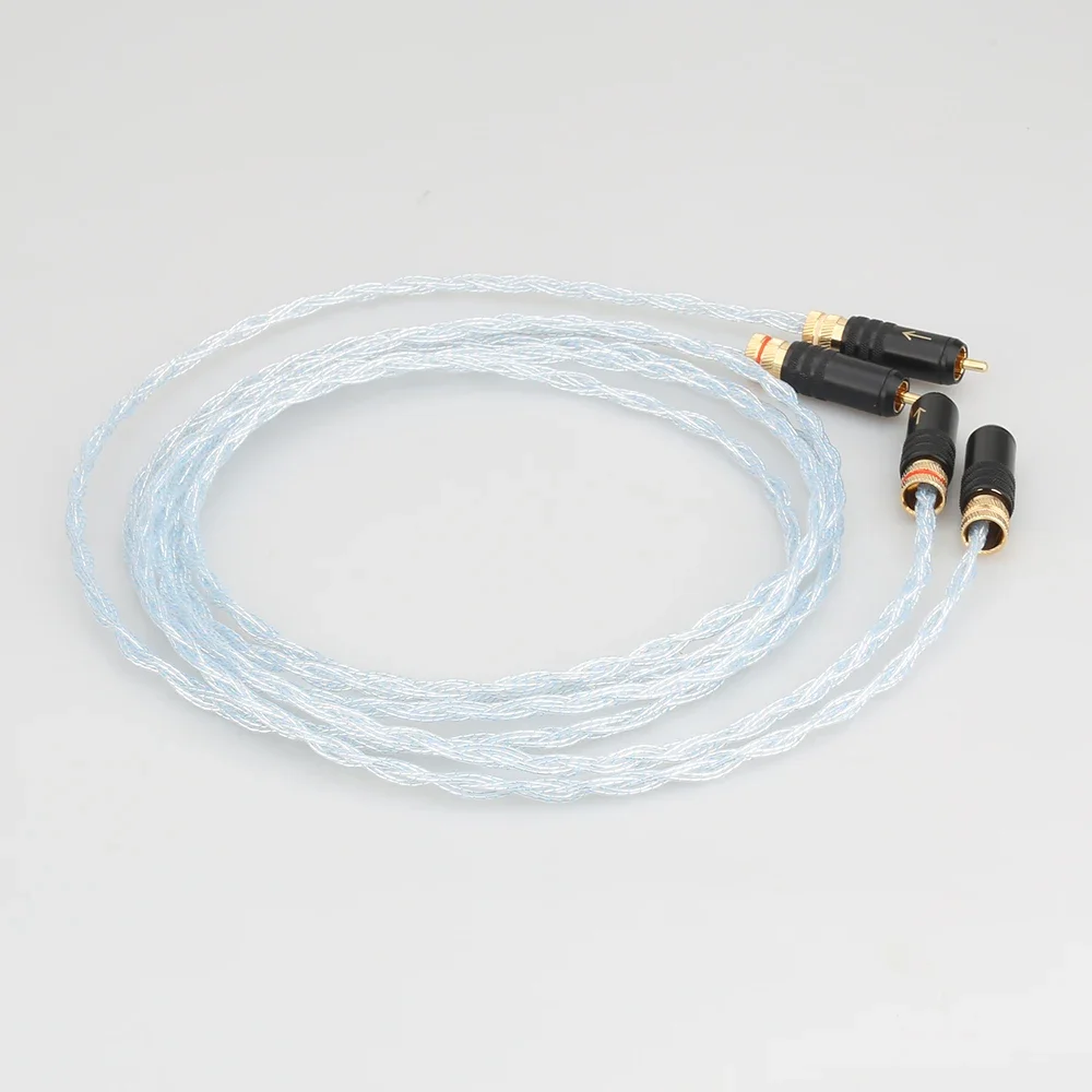 Pair HI-End 8Cores Silver plated RCA Auido interconnect cable  for TV PC Amplifiers DVD Speaker Wire  Phono Cable stereo audio