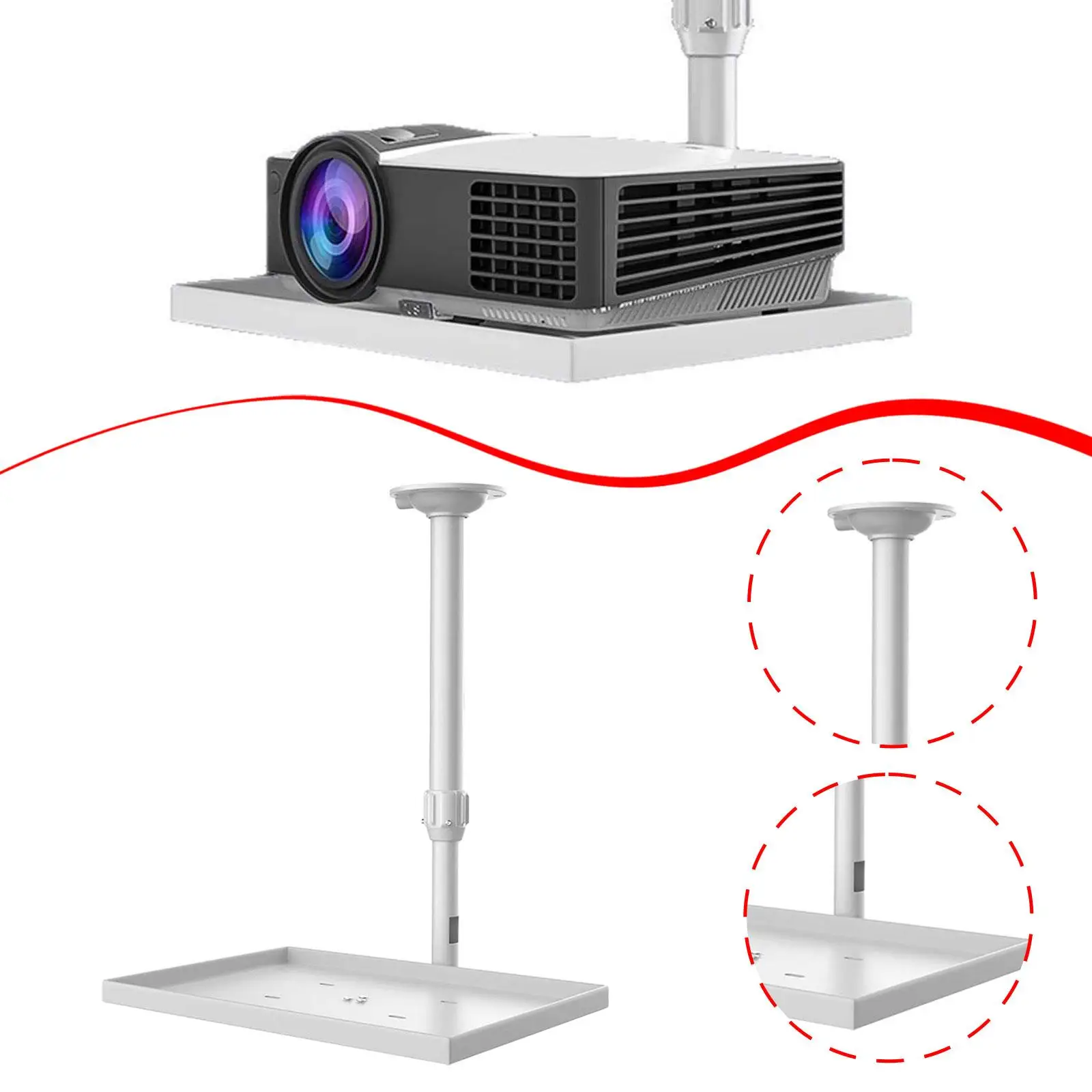 オフィス会議室用トレイ拡張アーム付きプロジェクター天井マウント