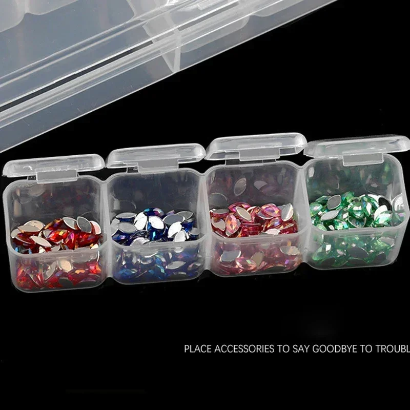 28/56Girds Nail Art Tools Storage Box Compartment Organizers Transparent Plastic Storage Case Beads Diamond Jewelry Container