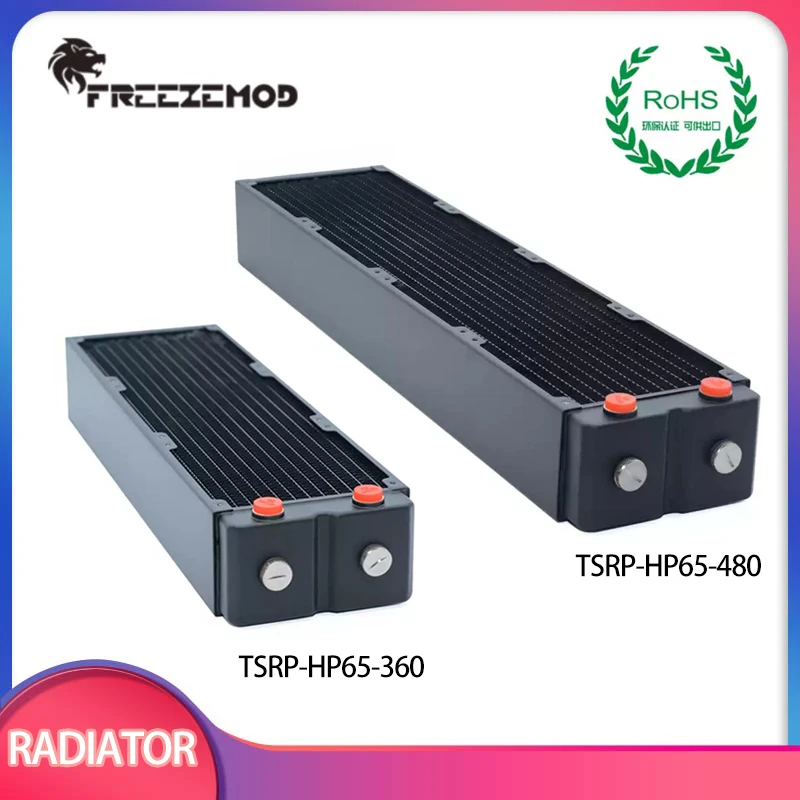 FREEZEMOD 360/480mm Brass Radiator 65mm Thick  Computer Water Cooling Triple-layer Heat Sink Row for 12CM Fan TSRP-HP65-360