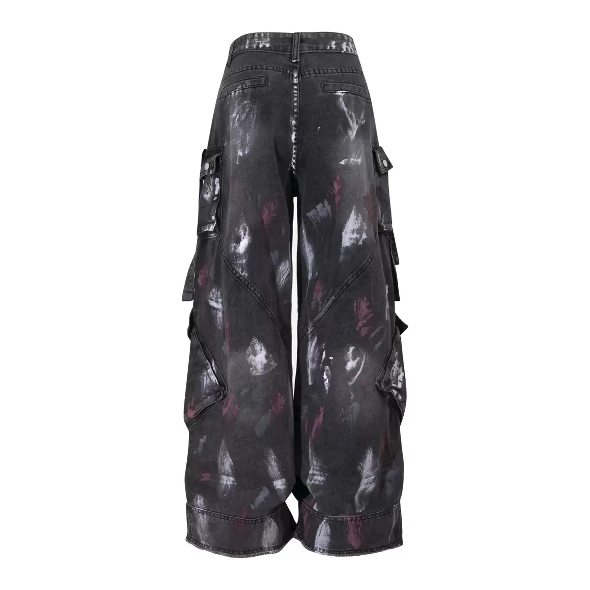 Heavy Industry Jeans Pants Gothic Multi-Pocket Washed Black Jeans 2000s Heavy Industry Drag Pants Street Hip Hop Wide Leg Pants