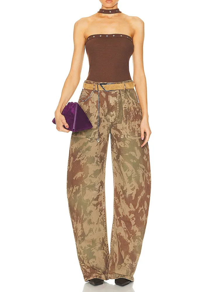 y2kspring and summer water do old camouflage print cotton Woman trousers2024 high waist casual work pants Sports pants for women