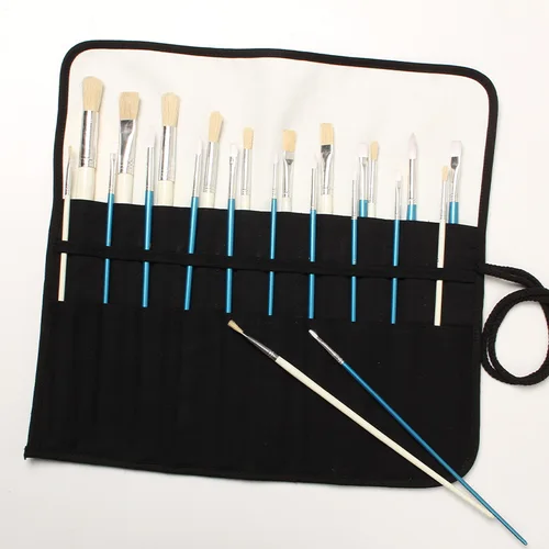 Imagen 2 del producto Bolsa de almacenamiento de bolígrafos de acuarela de lona, estuche de bolígrafo de pintura, cepillo, persiana enrollable, estuche de lápices portátil, bolsa de almacenamiento para bocetos, bolsas de lápices