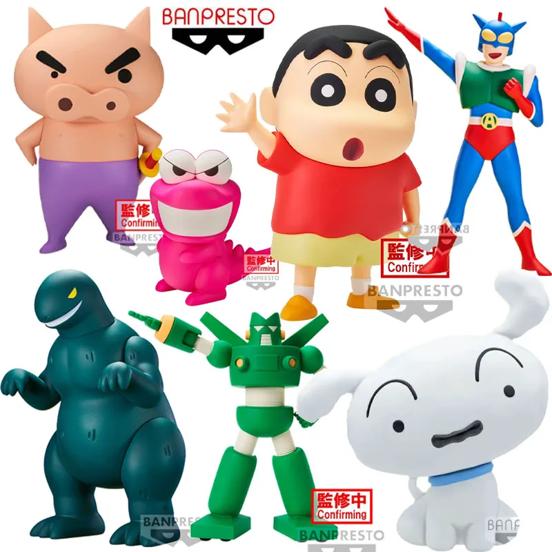 Banpresto Original SOFVIMATES Crayon Shin-chan Anime Figure SHINCHAN Action Kamen Action Figure Toys for Children Birthday Gifts