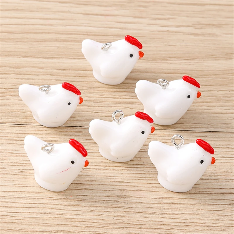 10 Stück 22 x 19 mm Cartoon-Harz Tier Hahn Hahn Charms Anhänger für die Herstellung von DIY Tropfen Ohrringen Halsketten Armband Schmuckzubehör – Detail 4