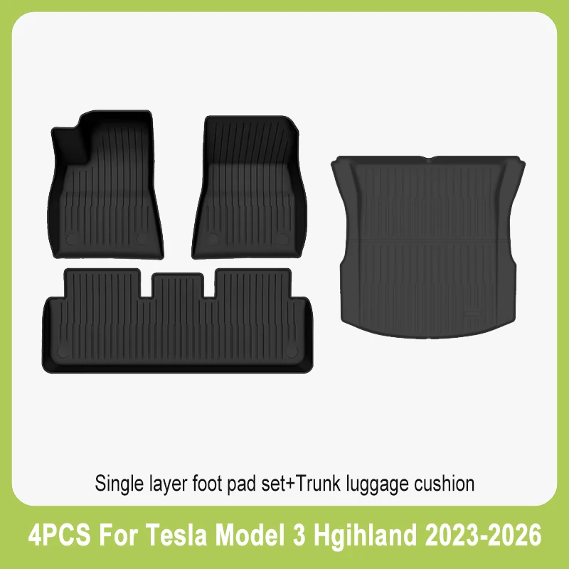 Tesla kofferbakmat voor Model 3 Highland 2023-2026, vloermat, bagagemat, TPE waterdicht antislip set vloermatten - afbeelding 1