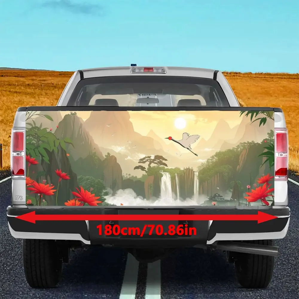 Mountains Clouds Sunrise Soaring Bird Car Tail Trunk Protect Vinly Decal Auto Accessories Hood Decor Sticker for Off-road Pickup