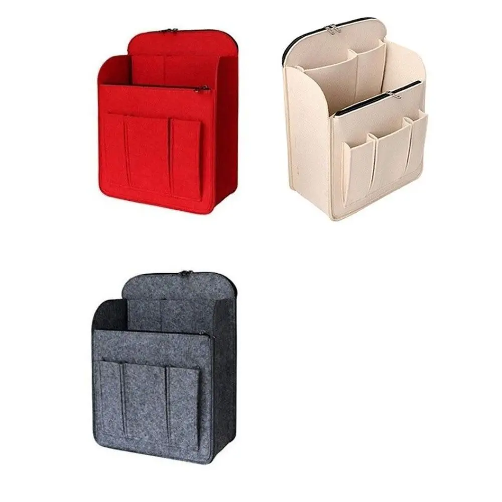 Vilten rugzak-organizer inzetstuk Multi-pocket Multi-layer inzetstuk Cosmetische tas Grote capaciteit Effen kleur Rugzak-inzetstuk Buiten