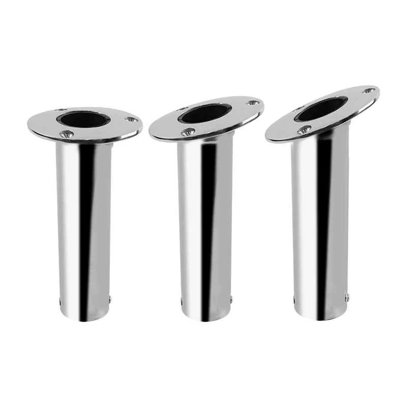 Mirror Polished Boat Accessories 15/30/90 Degree Stainless Steel Heavy Flush Mount Fishing Rod Holder with Lid Inner Tube Gasket