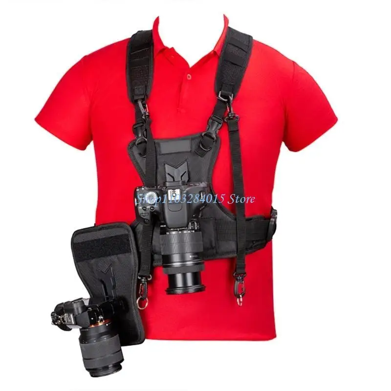 R6FF Ergonomic Double Camera Shoulder Strap for Photographers with Weight Distribution and Quick Release Features