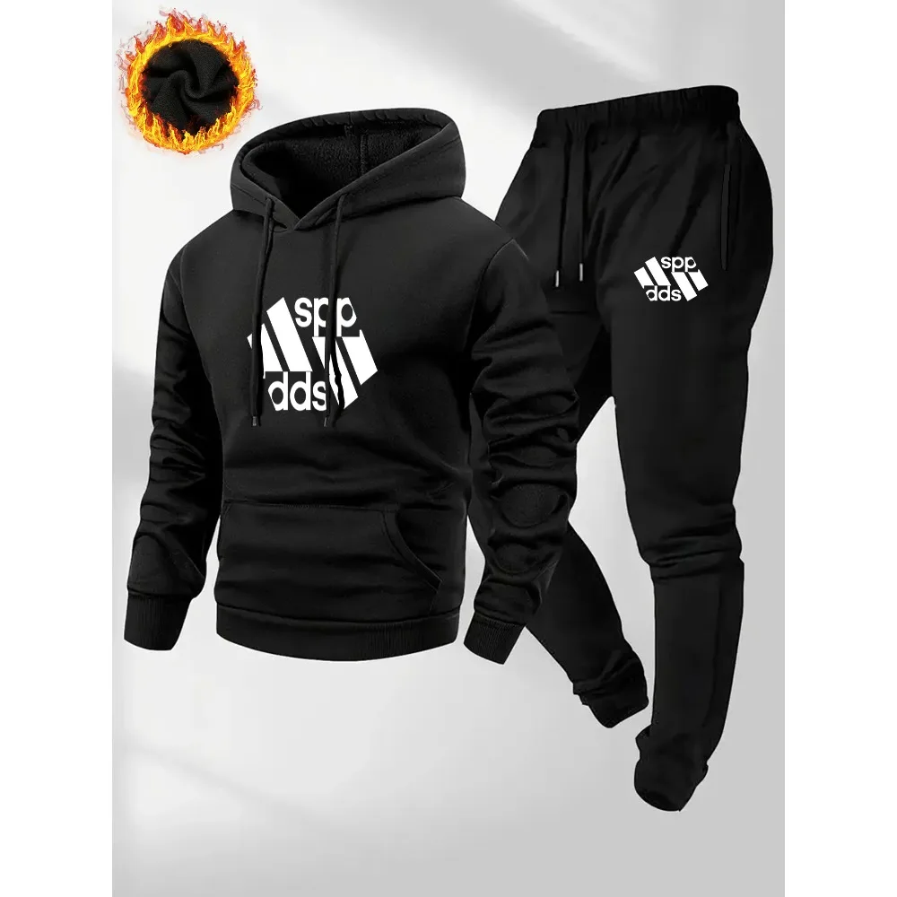 هوديي مطبوع جديد 2025، طقم سويت شيرت وركض للرجال، طقم أزياء الهالوين مع بنطال طويل،