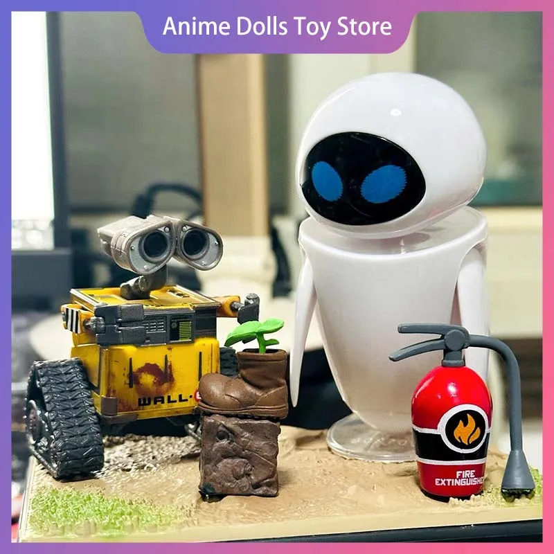 Juego de figuras de acción de Wall-E y EVE, colección de muñecos de dibujos animados de Disney, modelo bonito Kawaii, juguete Dsektop, adornos para coche, regalo de cumpleaños